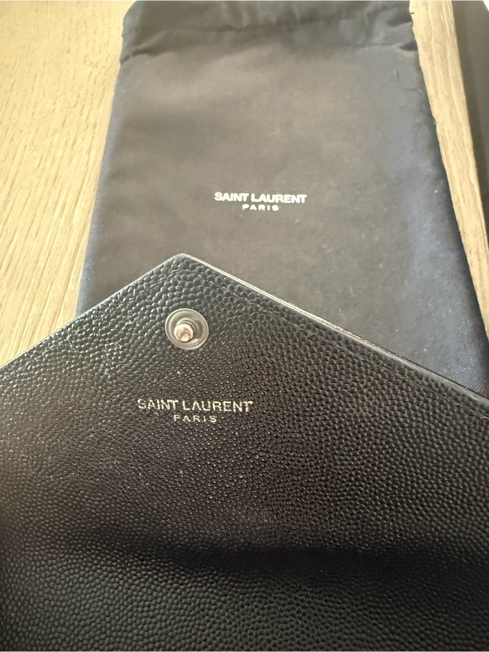 Saint Laurent Black Quilted Chevron Leather Envelope Clutch - Picture 6 of 11